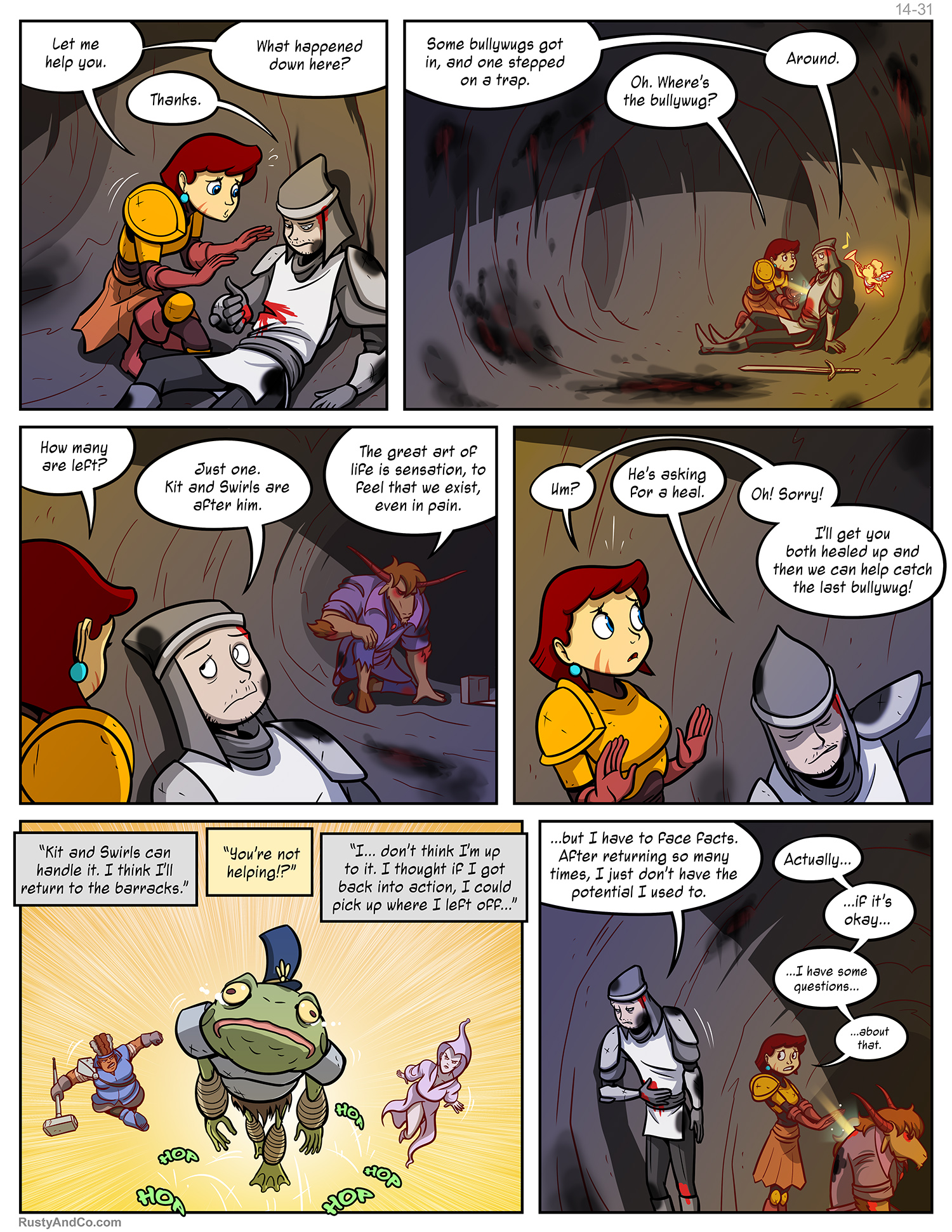 My notes for panel 5 just said ''Hopkin hops frantically''.